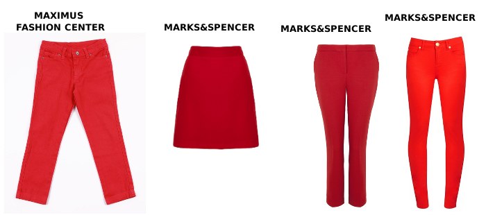 Czerwone spodnie, spódnice